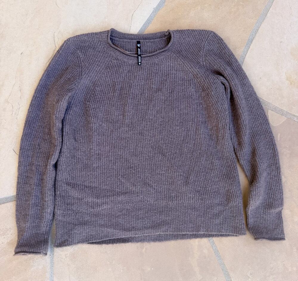 KUHL Mens M Skyla Sweater Brown Taupe Ribbed Knit Crewneck Pullover 4422